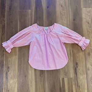 Kensie Blouse, Large, Red and White Stripes
